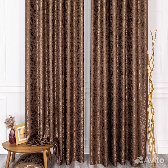 Портьеры рогожка Версаль Шоколад шторы занавески