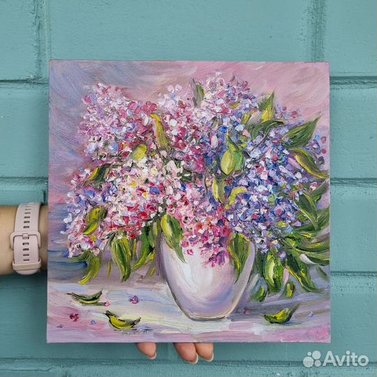 Картина маслом с сиренью натюрморт цветы картины