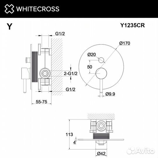 Whitecross Y1235CR Смеситель для душа