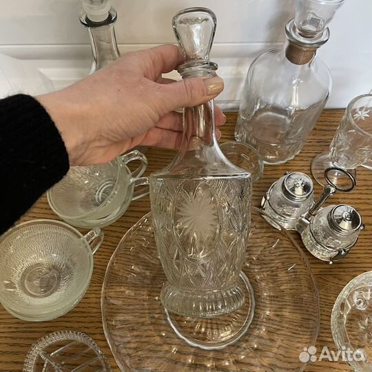 Прессованное стекло СССР графины стаканы чашки