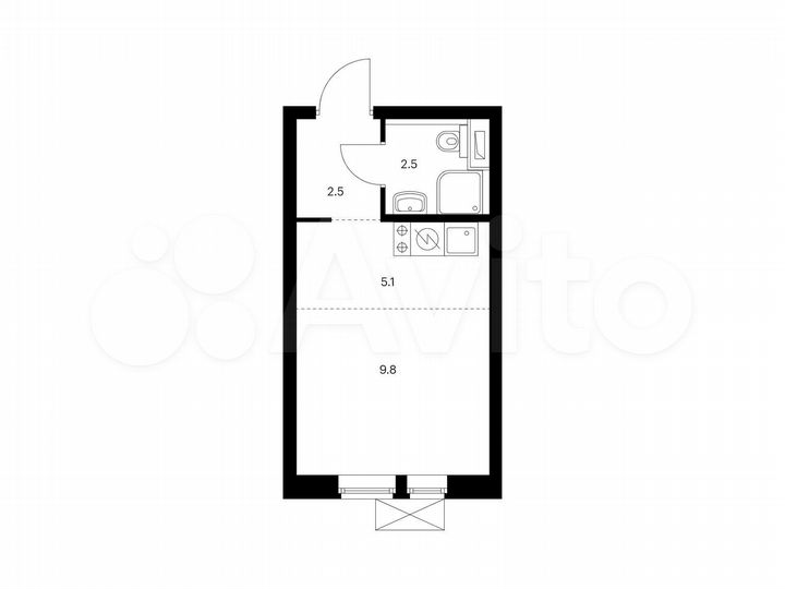 Квартира-студия, 19,9 м², 15/33 эт.