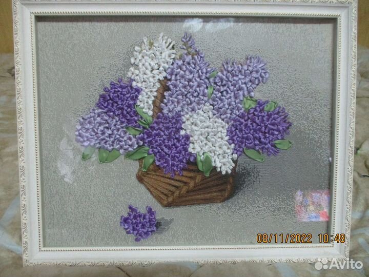 Картина вышитая лентами