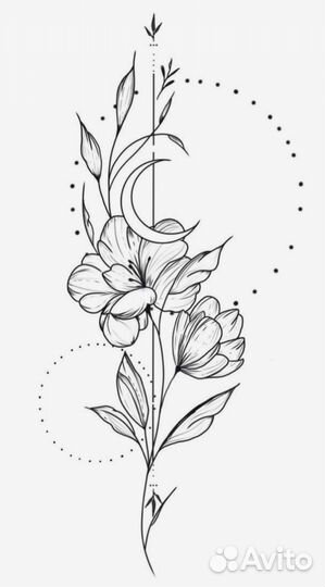 Татуировки цветы, коррекция тату