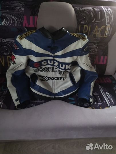 Мотокуртка кожаная мужская с защитой 52/50