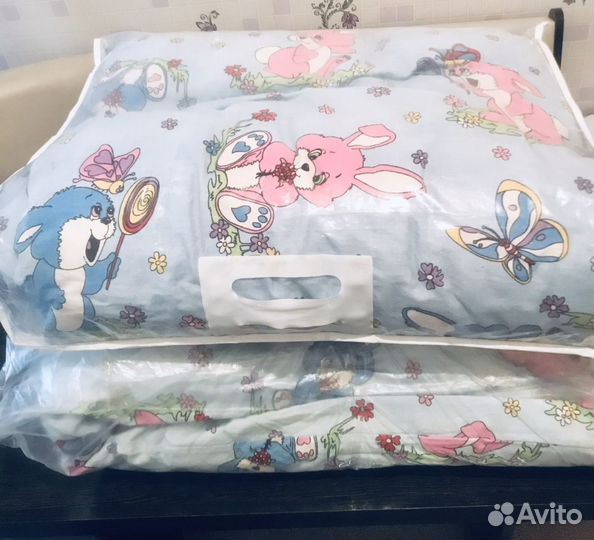 Детский тёплый плед + матрац+ постельное белье