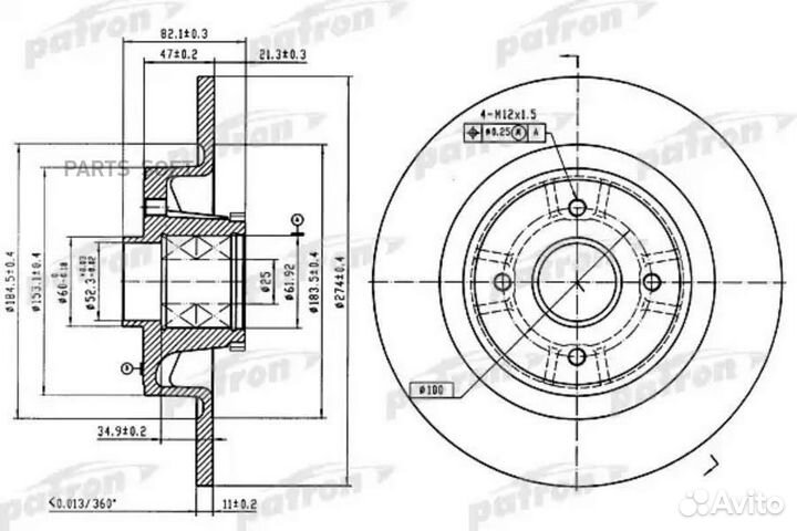 Patron PBD7010 Диск тормозной renault megane/sceni