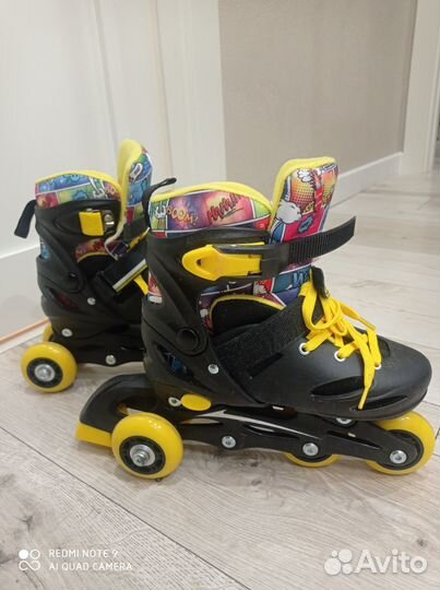 Роликовые коньки детские раздвижные, размер 30-33