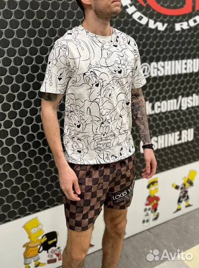 Шорты LV коричневые плавательные в шашечку