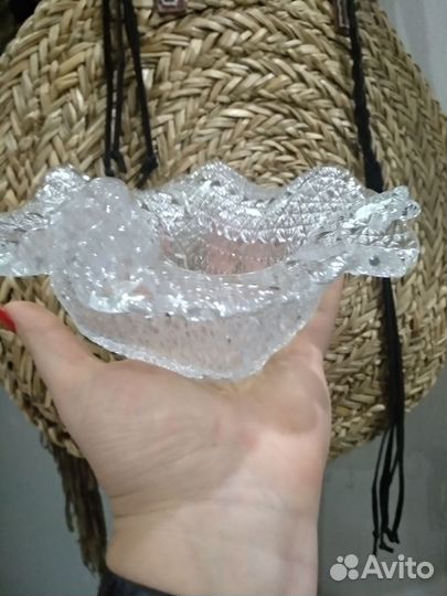 Винтаж ажурная корзинка антикварная стекло