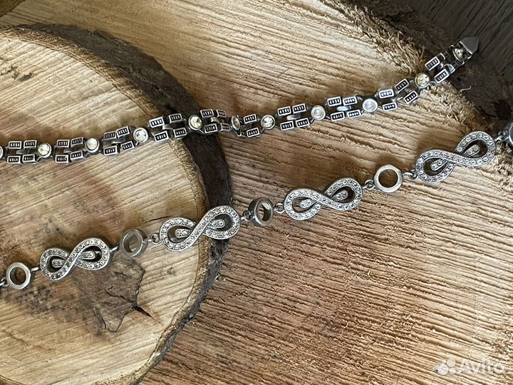 Серебряный браслет с камнями