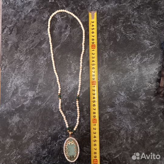 Ожерелье бусы колье с кулоном из пекинского стекла