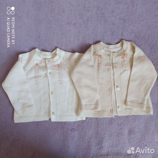 Кофты для девочек- двойняшек 80-86