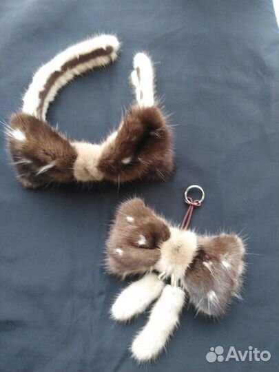Норковый ободок и брелок на сумку