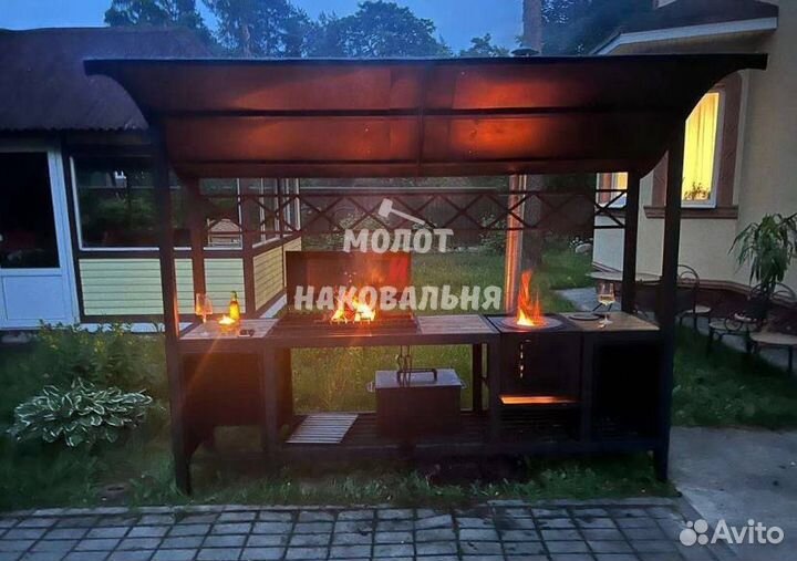 Мангал с печью под казан