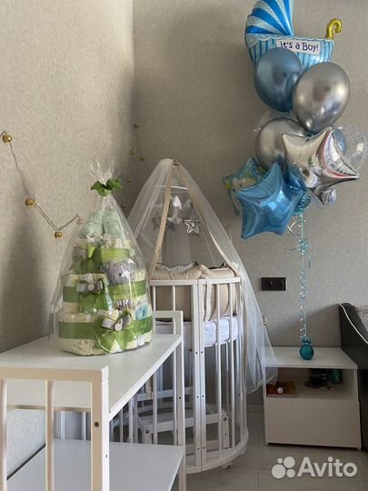 Детская кроватка с маятником круглая