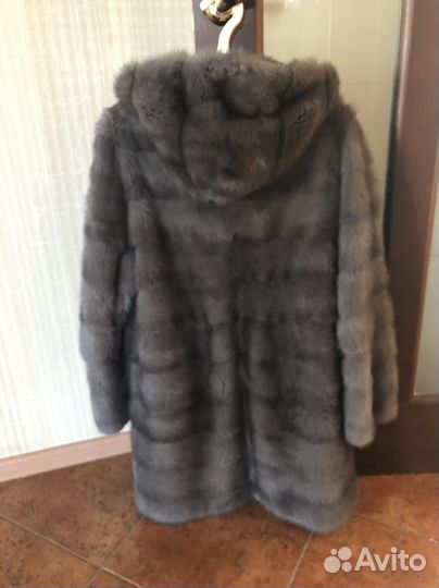 Шуба норковая с капюшоном