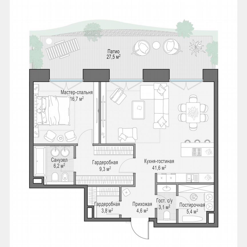 1-к. квартира, 90,7 м², 1/13 эт.