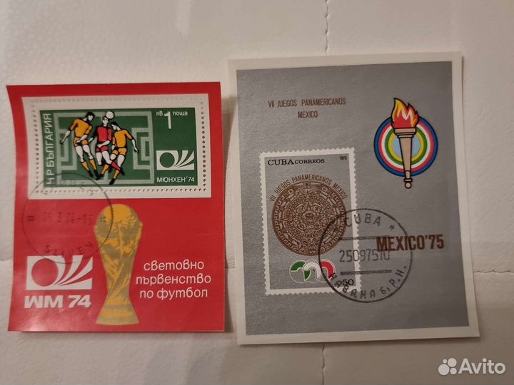 Марки блоки спорт и космос