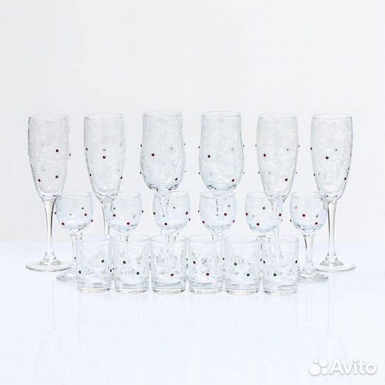 Мини-бар 'Стразы' барная стойка, 6 бокалов/рюмок/с