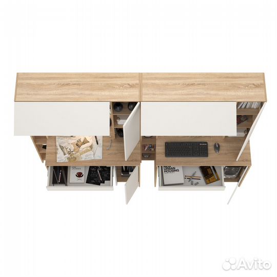 Два стола с надстройкой Mobi Комфорт 12.71 цвет дуб сонома/белый