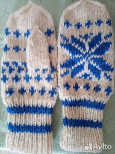 Варежки вязаные ручной работы