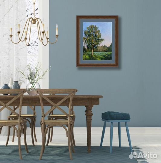 Картина маслом Пейзаж Русская Берёза в поле