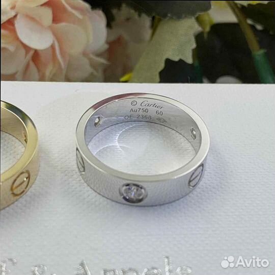 Кольцо Cartier Love, белое золото 585 пробы 0,25ct