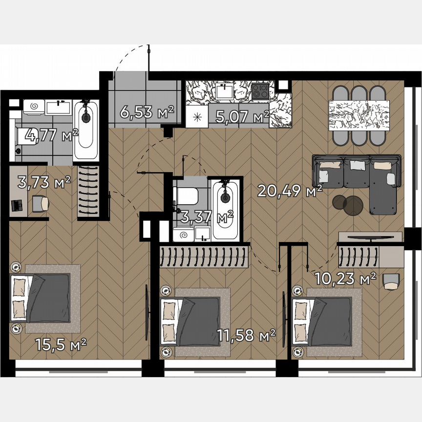 4-к. квартира, 81,3 м², 18/25 эт.