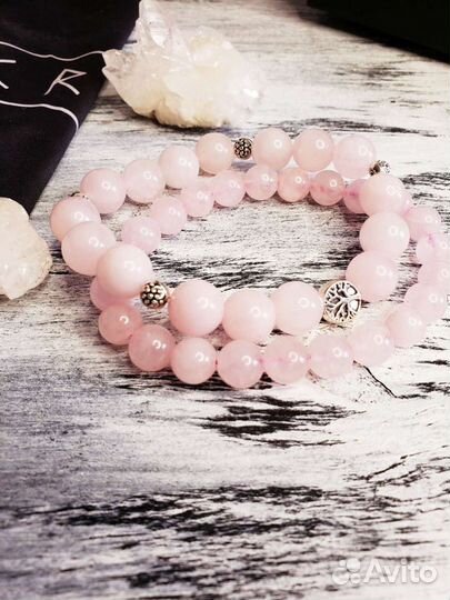 Браслет из натурального розового кварца