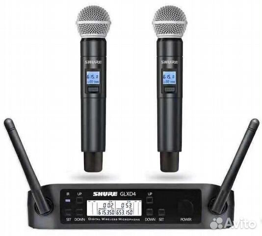 Микрофоны Shure 2ш Вокальные GLX-D4 Радио Pro Жк/Ц