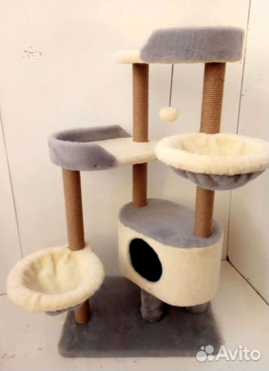 Крутая когтеточка с домиком высота 126 см.(1010) c специальной гарантией
