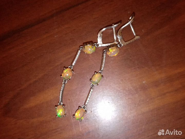 Серьги серебро с опалом