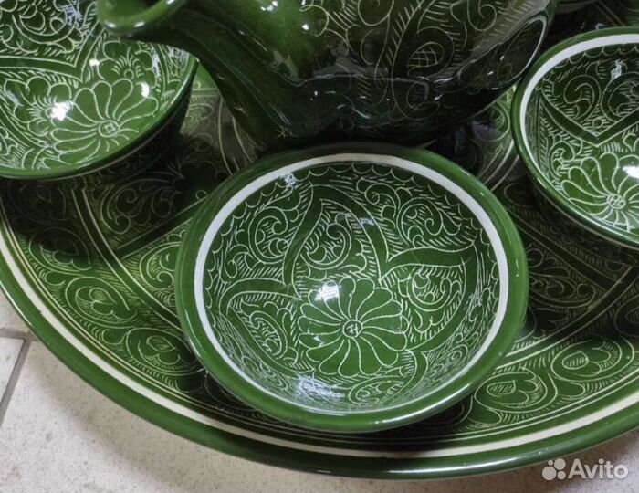 Ляган, пиала, чайник Узбекский