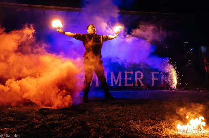 Церемония огненного сердца, фаер шоу и тяжелый дым