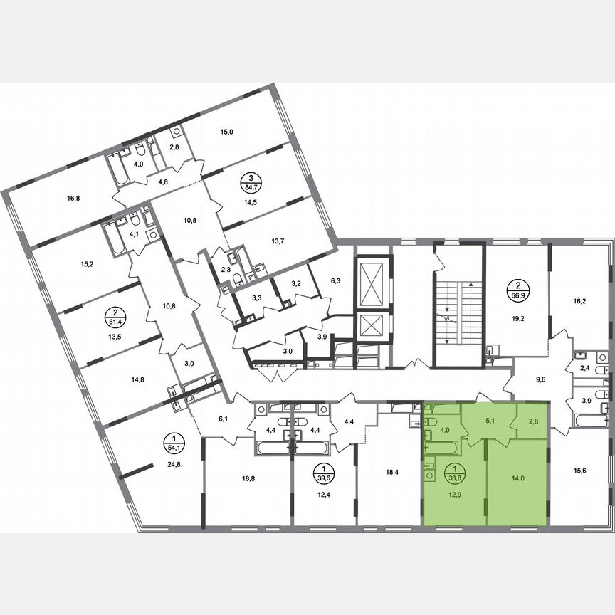 1-к. квартира, 38,8 м², 17/17 эт.