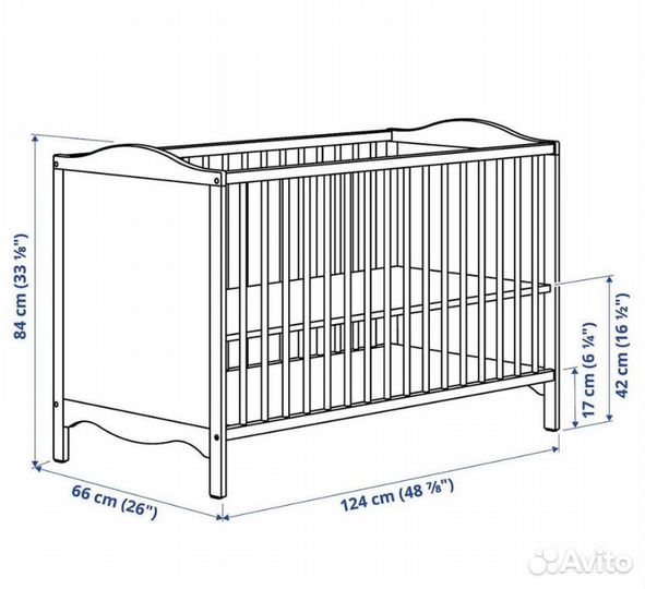 Детская кроватка IKEA смогёра с матрасом