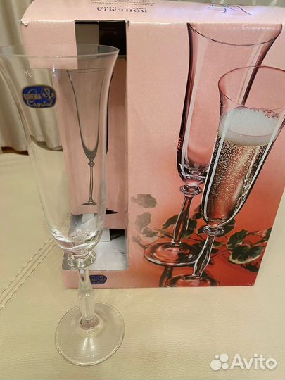 Фужеры бокалы 6 шт новые чешское стекло