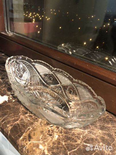Хрустальная ваза-ладья