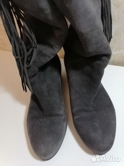 Сапоги женские замшевые без каблука