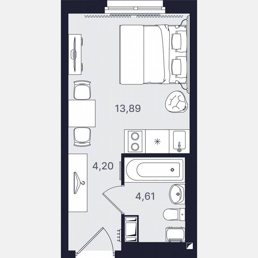 Апартаменты-студия, 22,7 м², 20/24 эт.