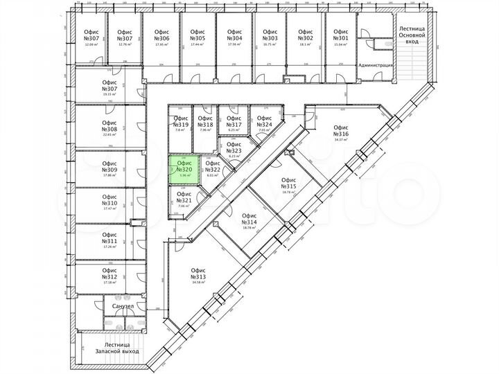 Офис в Бизнес Центре, 5.96 м², (3 этаж, 320)