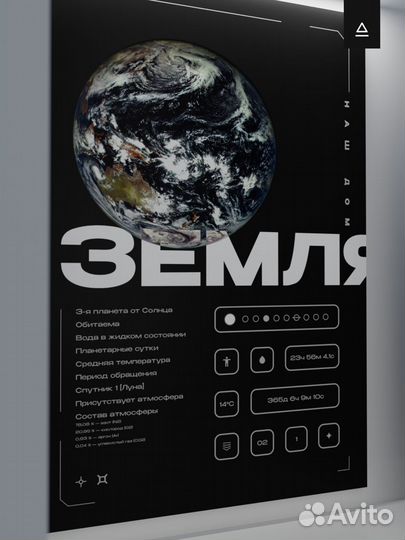 Постер космический 60х90 см «Земля»