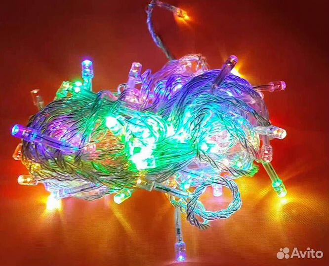 Гирлянда 100ламп (белые провода)