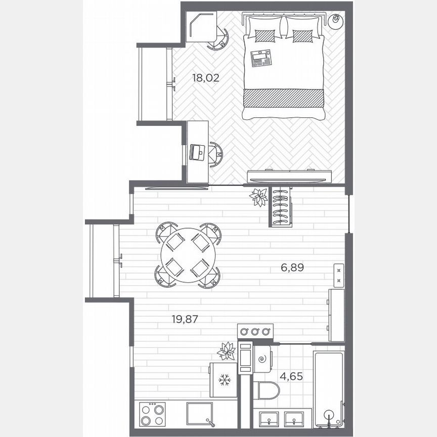 1-к. квартира, 49,4 м², 9/9 эт.