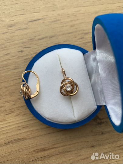 Советские серьги 583 с бриллиантами