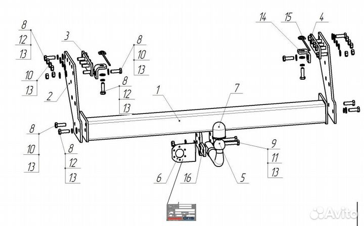 Фаркоп Митсубиси (Mitsubishi) L200 2007-2014, L-2