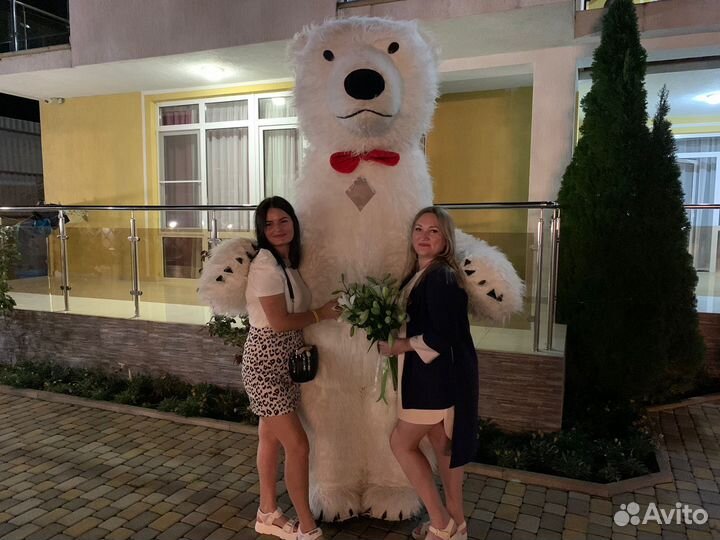 Белый мишка поздравление/Ростовая кукла/аниматор