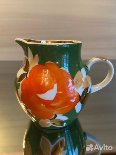 Чайный сервиз Роза на зеленом Дулево СССР