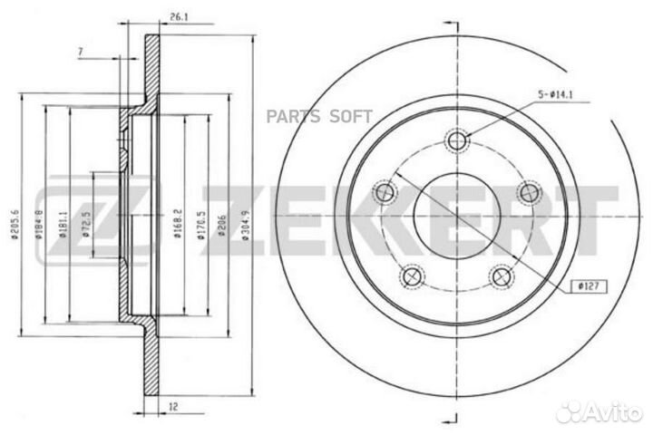 Zekkert BS-5492 Диск торм. зад. Chrysler Voyager V