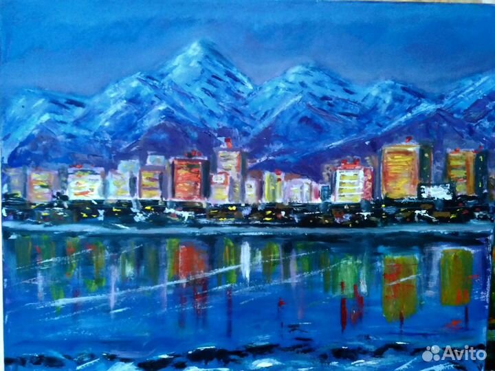 Картина маслом на холсте, пейзаж, Аляска